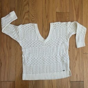 Cream mesh sweater 3/4 sleeve